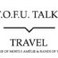 Image contains a white background with black text that says "T.O.F.U. Talks" above a black line with a small indent in the centre pointing below to text that says "Travel (With AmÃ©lie of Mostly AmÃ©lie and Randi of Veggie Visa)".