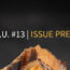 Image contains a dark background with a peach pt in the middle. The pit has been cut open to show the light brown seed. Above the pit, there is text that says "T.O.F.U. #13" in white and "Issue Preview" in light brown.