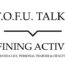 Image contains a white background with black text that says "T.O.F.U. Talks" above a black line with a small indent in the centre pointing below to text that says "Fat Positivity (With Amanda Lily, Personal Trainer & Health Coach)".
